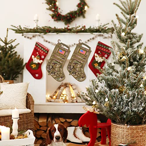 2022 Tactical Christmas Stocking, with Flag Patch MOLLE Webbing, Zip Pocket, MOLLE Clips - Image 3