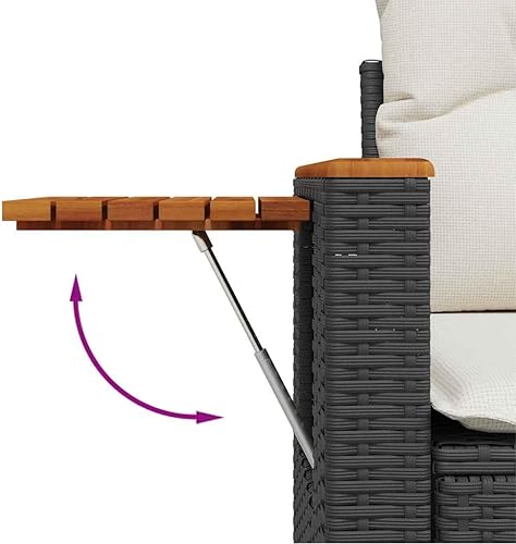 Miniatura 9 de 5-Piece Garden Sofa Set in Black and Cream White, Modular Outdoor Furniture with Weather-Resistant Design, Hidden Storage Compartments for Patio