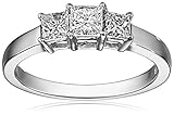 Amazon Collection 14k Gold Princess-Cut 3-Stone Diamond Ring (3/4 cttw, I-J Color, I1-I2 Clarity)