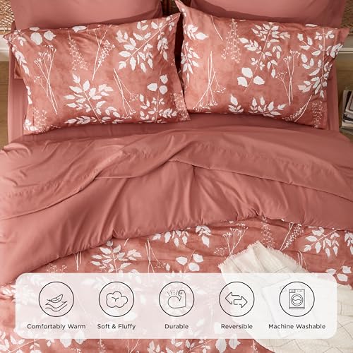 Image of Bedsure Floral Dusty Pink Comforter Set, Full Bedding Sets, 7 Piece