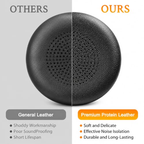 Image of Mizi Replacement Ear Pads Compatible with Jabra Evolve2 65 (65MS /65UC), Evolve2 40 (40MS /40UC USB) & Elite 45h On-Ear Headset, Soft Protein Leather Ear Cushions with High-Density Memory Foam, Black