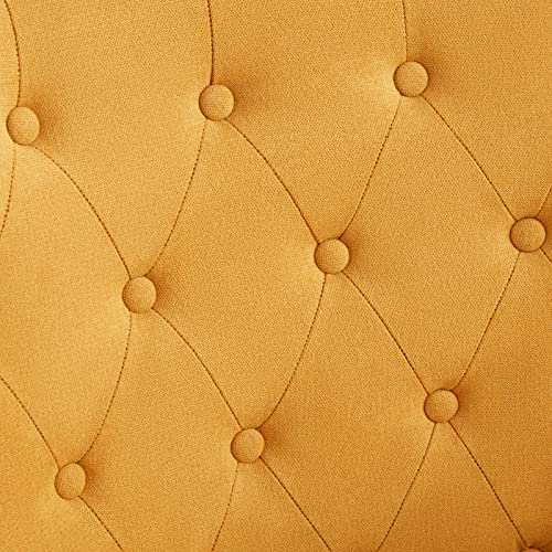 Huimo Accent Chair With Ottoman And Pillow,Comfy Reading Chair For Bedroom,Living Room Club Chair And Ottoman Set With Bronzer Nail Head Trim Wooden Legs, Upholstered Button Tufted Armchair,Yellow #TOP6