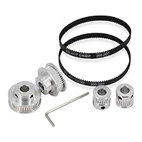 Vista 25 de Zeberoxyz 2 piezas de conjunto GT2 Rueda sincrónica de 20 y 80 dientes, polea de distribución de aluminio de 12 mm de diámetro con 2 piezas