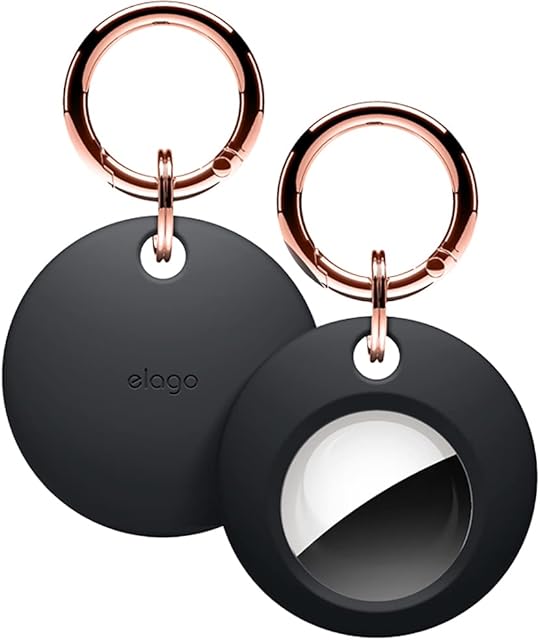 elago Basic etui kompatybilne z AirTag  pełna ochrona, w zestawie breloczek do kluczy, smukły i prosty design, wysokiej jakości silikon dopuszczony do kontaktu z żywnością (czarne)