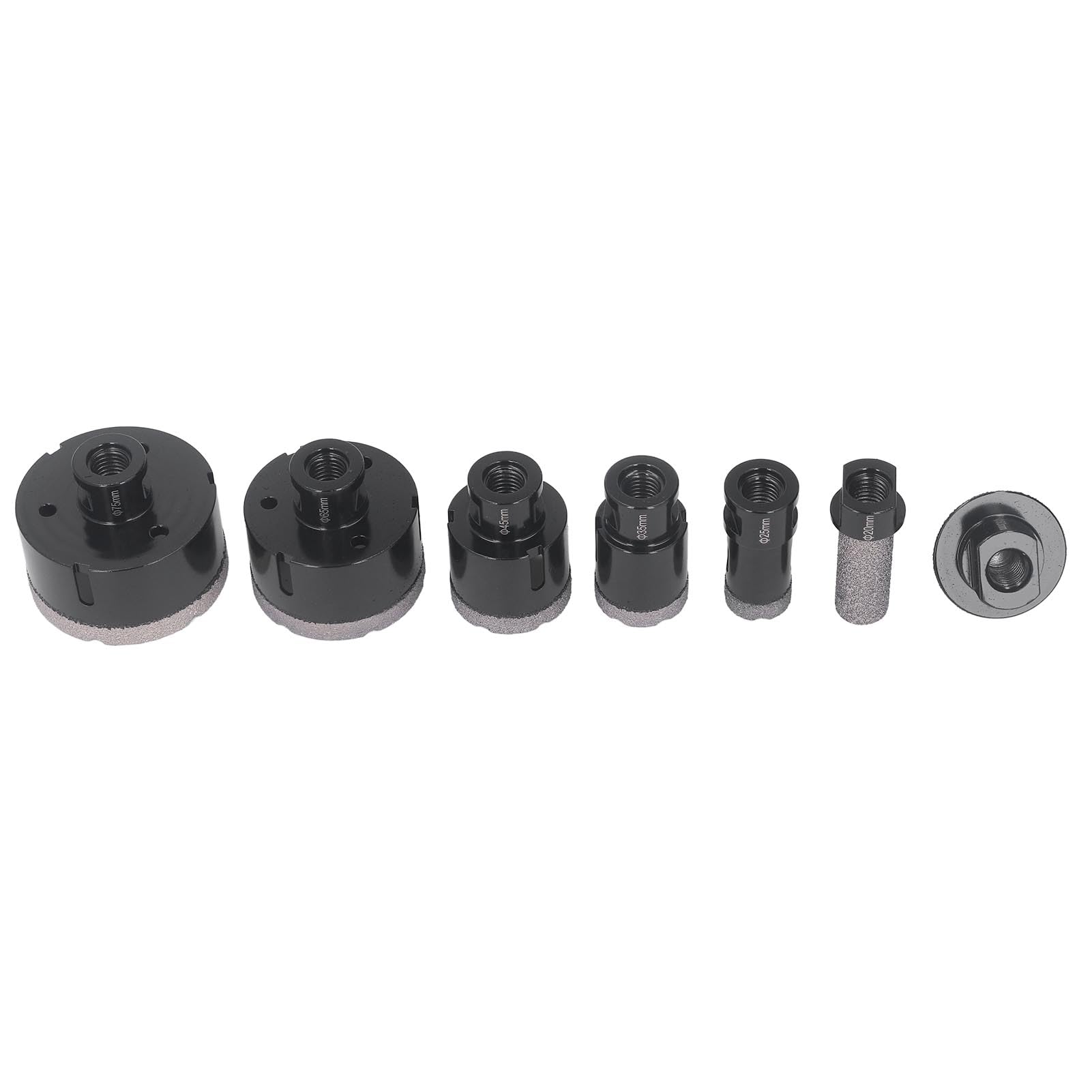 Hyuduo Juego de Brocas de Sierra de Diamante 7 Piezas 45 Juego de Brocas de Diamante de Acero M14 de 25 Mm a 75 Mm para Corte de Baldosas de Mármol Cerámico con de Dedo para Amoladora Angular