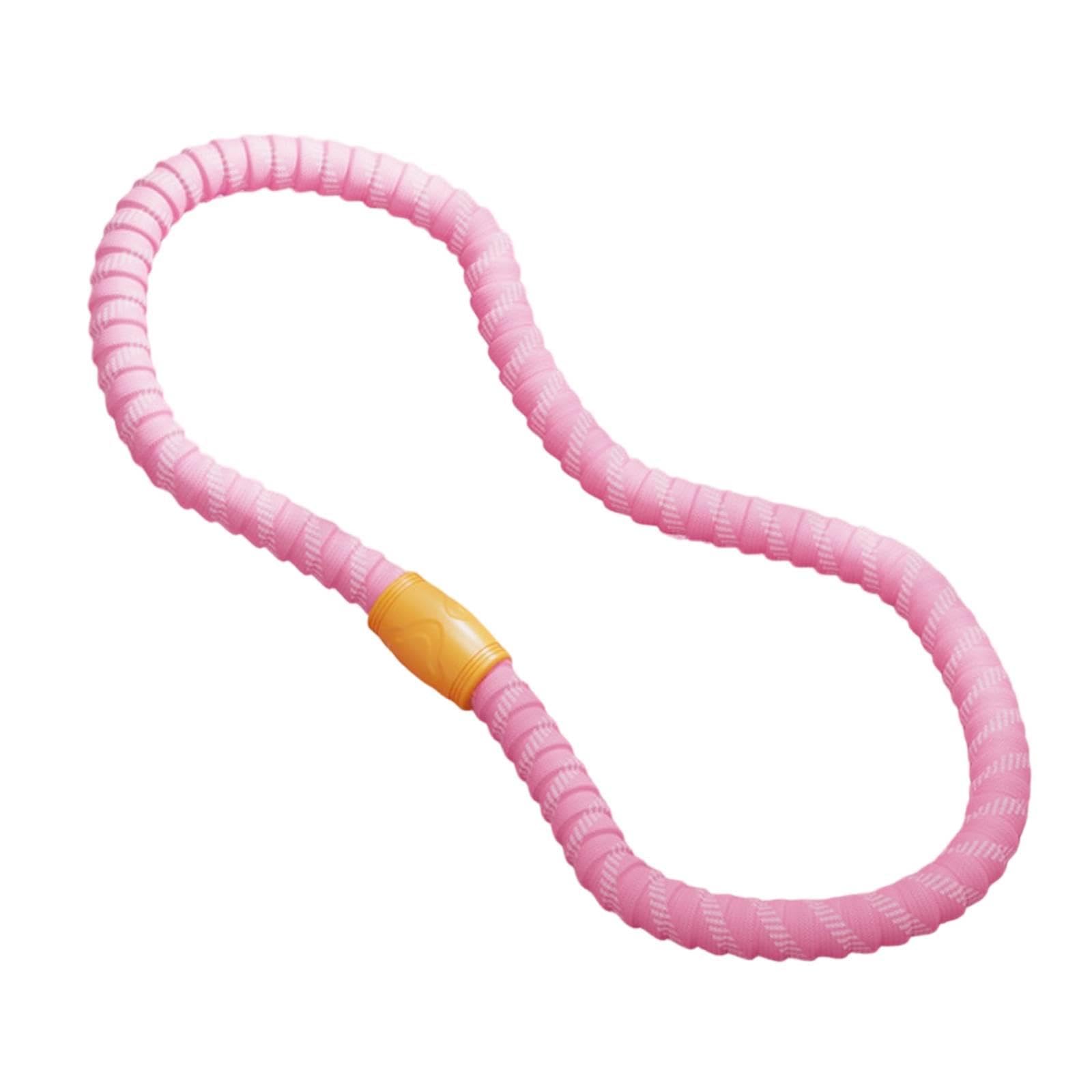Milageto Weighted Fitness Hoop Foldable Equipment Comfortable Silent Women Spring Hoop for Gym Entertainment Indoor, Pink 1 Section 2.5kg