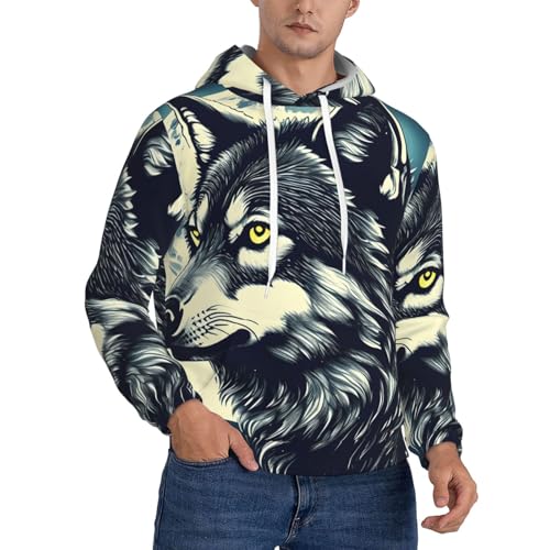 Sweat à capuche loup homme chaud pour affronter le froid de la nuit