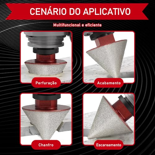 Broca Cônica Chanfro Diamante, Broca Diamantada, Tecnologia de Brasagem a Vácuo 5/8 Pol, Broca de Ch
