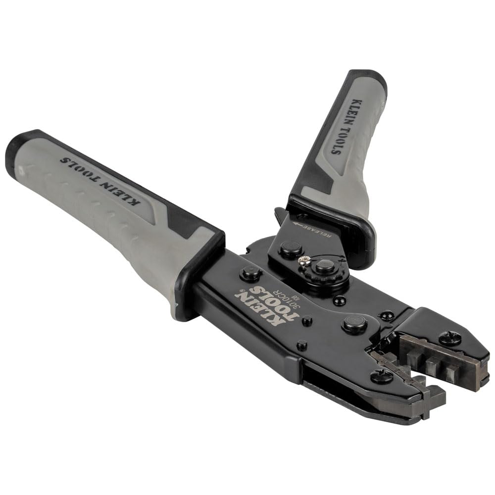 Klein Tools 3010CR MC4 - Crimpadora solar de trinquete para conectores fotovoltaicos de alambre de cobre trenzado de 10-14 AWG