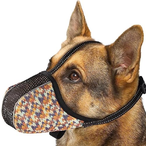 Image of Dog Muzzle for Extra Large Breed Dogs to Prevent Biting Chewing Barking Soft Air Mesh Muzzles Reflective Ajustable Full Coverage Dog Mouth Guard Cover for Grooming Scavenging Orange XL