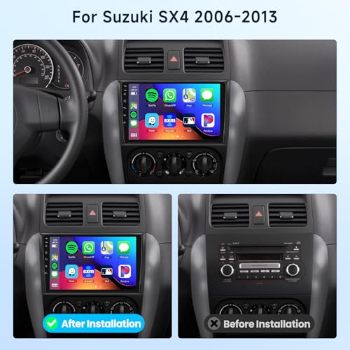 Image of 2+64G Android Stereo for Suzuki SX4 2006-2013 Support Wireless Carplay&Android Auto with 9 inch Touchscreen GPS Navigation Bluetooth USB WiFi FM /RDS Radio Receiver Backup Camera