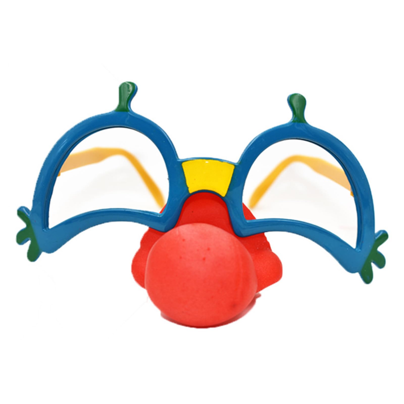 Gmbylby Unisex Blue Novelty Clown Eyeglasses Funny Glasses With Soft Red Nose Halloween Cosplay Costume Accessories Party Glasses With Funny Nose With Eyebrows And Mustache Fake Glasses With Fake