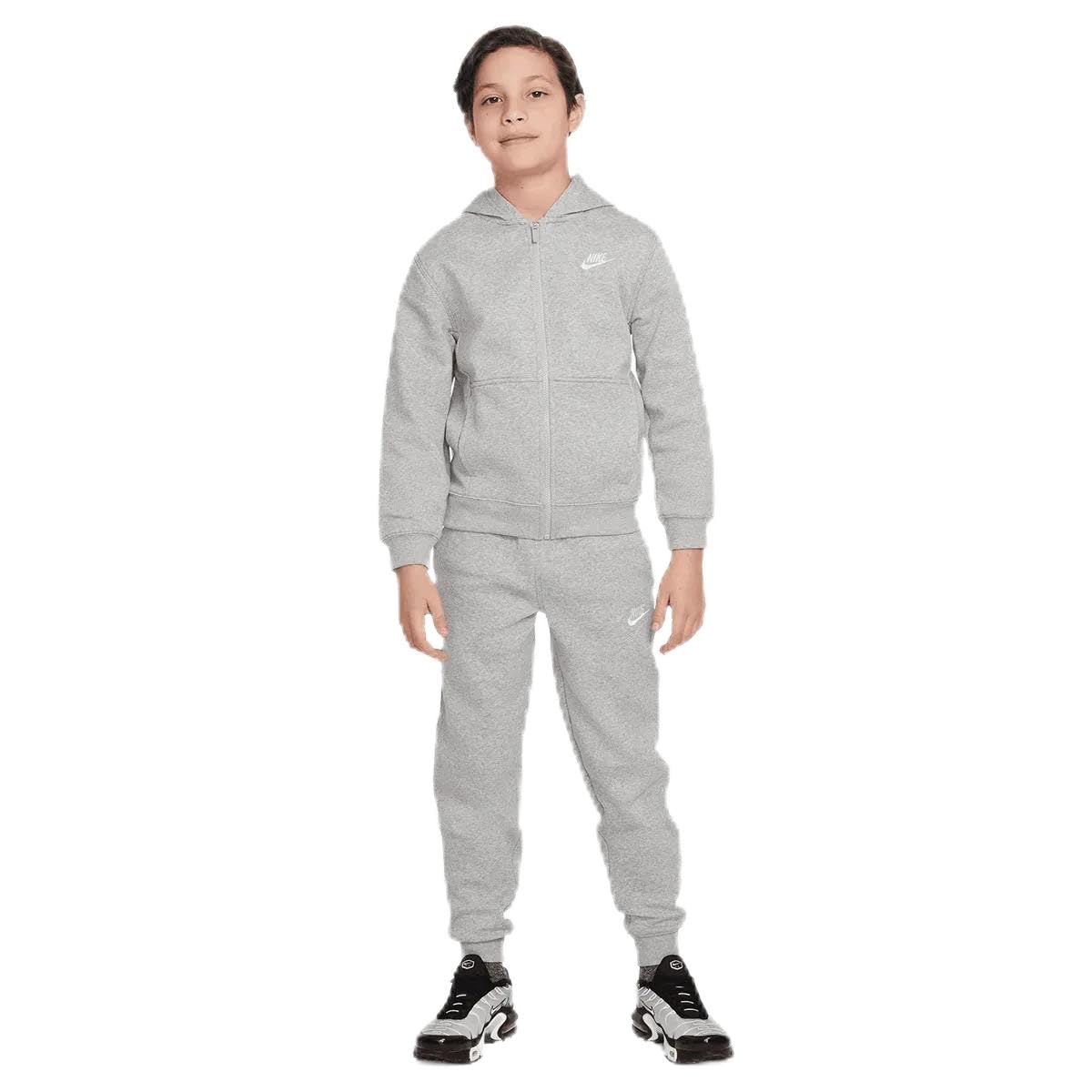 NIKE FD3114-063 K NSW Club FLC FZ Tracksuit Tracksuit Unisex DK Grey Heather/White Size XL
