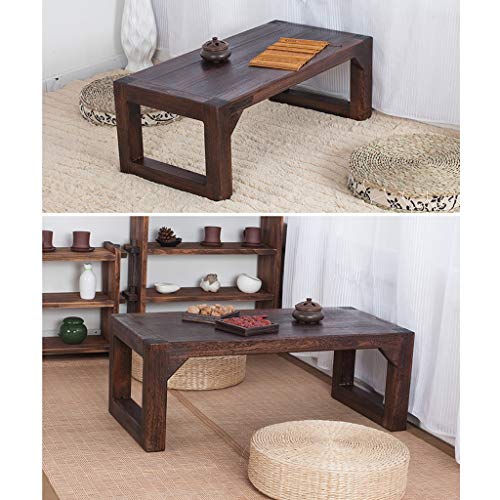 Table basse en bois massif marron 80x40x30 cm de style japonais - 6