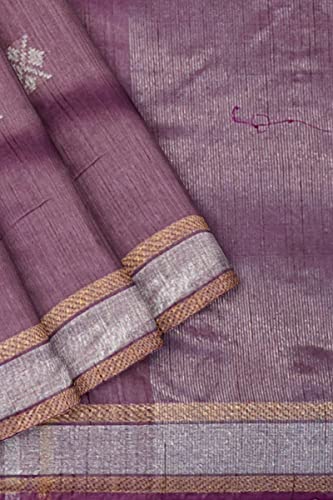 Image of Pothys Women's Lavender Linen Cotton Saree With Blouse Piece (A2964 Lavender)