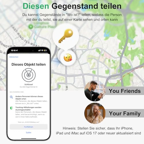 Bnlei Smart Air Tracker Tag kompatibel mit Apple Wo ist? (nur iOS), Smarttag Key Finder für Schlüssel, Fahrrad, Wallet, Koffer, Hunde, Katzen (Weiß, 1-Pack)