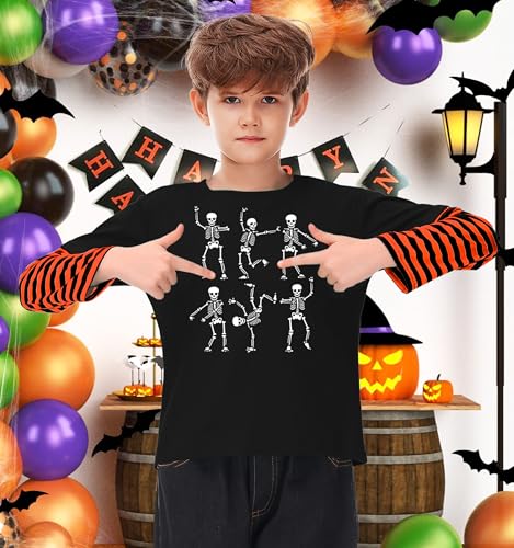 Image of Remimi Unisex Kids Christmas Long Sleeve Shirt Xmas Print Stripe Shirts 2-12 Years