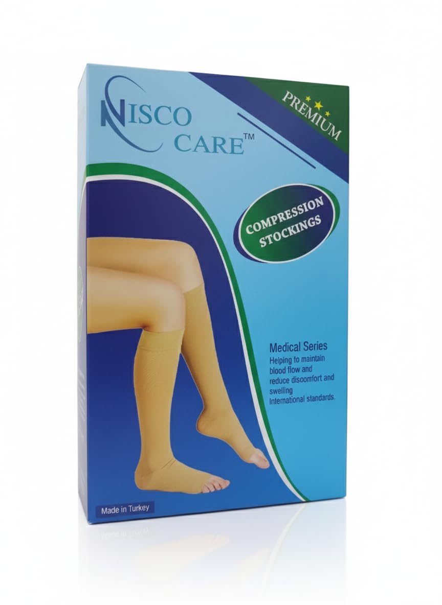 Medical Compression Stockings, Premium Support Socks for Pain and Swelling Relief, Open Toe class 2 below knee-image-37