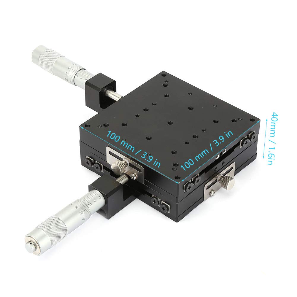 Keenso Linear Stage, SEMY100-AC 100 * 100 * 40mm Micrometer Manual Slide Table Trimming Cross Roller XY Linear Stage