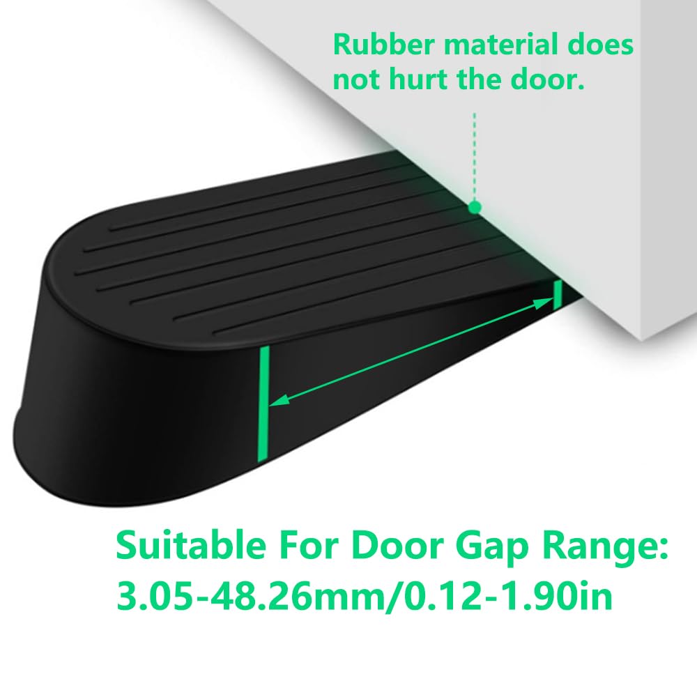 Extra Large Door Wedge, 2 Pack Rubber Door Stoppers, Durable Doorstop for Home Office Bedroom (Black) - Image 4