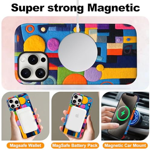Coque magnétique pour iPhone 15 géométrique et colorée en TPU