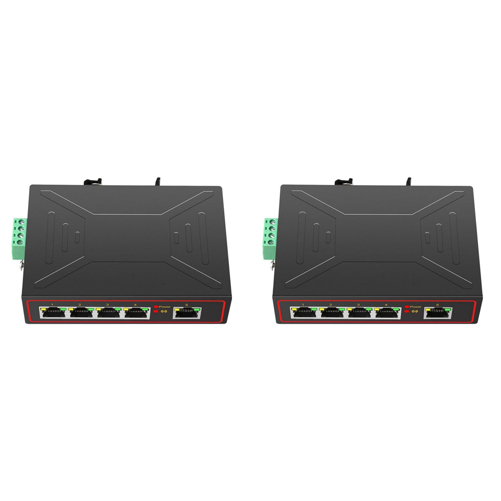 2X Conmutador de Red Industrial de 5 Puertos 100M Hub RJ45 Divisor de Internet Conmutador RJ45 Plug y Play Conmutador Mejorado Tipo Riel DIN