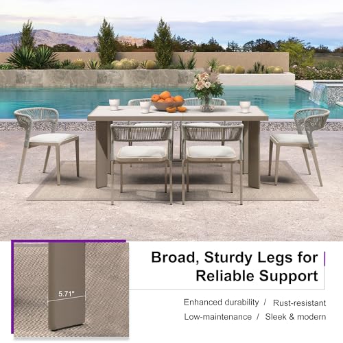 Image of PURPLE LEAF Outdoor Dining Set for 6 with Built-in Cushions Champagne