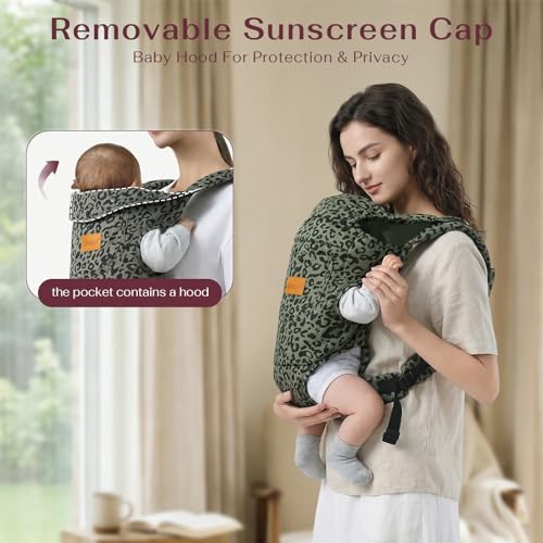 Image of Baby Carrier Newborn to Toddler(8-30lbs), Toddler Carrier Baby Holder Carrier with Adjustable Shoulder Strap, Chest Carriers, Green Leopard Print