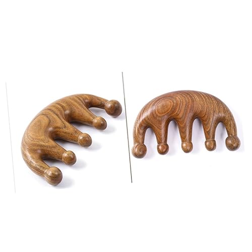 Miniatura 6 de Peine de masaje de cabello de sándalo verde natural, diente ancho, estático, cuentas redondas, cuero cabelludo y masaje, herramienta de relajación y