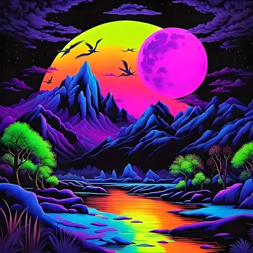 bleihum Diamond Art Kits for Adults Mountain 5D Diamond Painting for Adults Beginners DIY Full Drill Diamonds Paintings Gem Art Frameless Home Decor 13.8x13.8inch