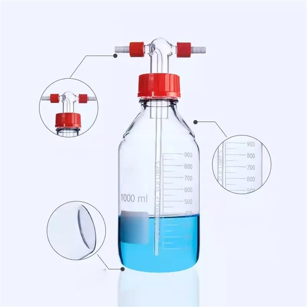 Equipos y suministros de laboratorio Botella con tapa de rosca Tubo recto GL45 tampón Accesorios Cabezal Lavador gases Dispositivo Uso en laboratorio
