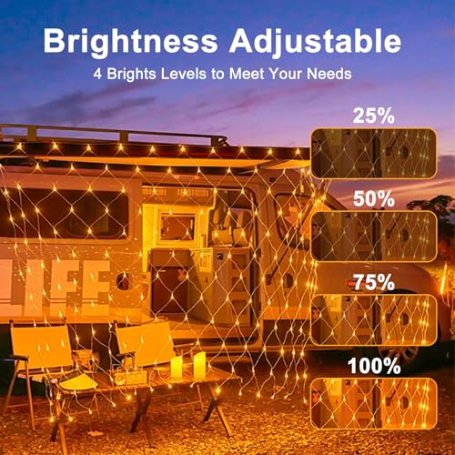 Christmas Net Lights 200 LED 3m x 2m Indoor Outdoor Mesh Fairy String With 8 Modes Remote Timer for Garden Curtain Gazebo Decorations - Image 3