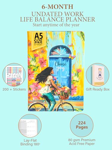 Image of DOODLE Achieve Work Life Balance with 6 Month Undated Work Life Balance Planner - 80 GSM - A5 (5.7x8.25 in) - Organize, Reflect, and Plan for a Balanced Life - Riding Dreams