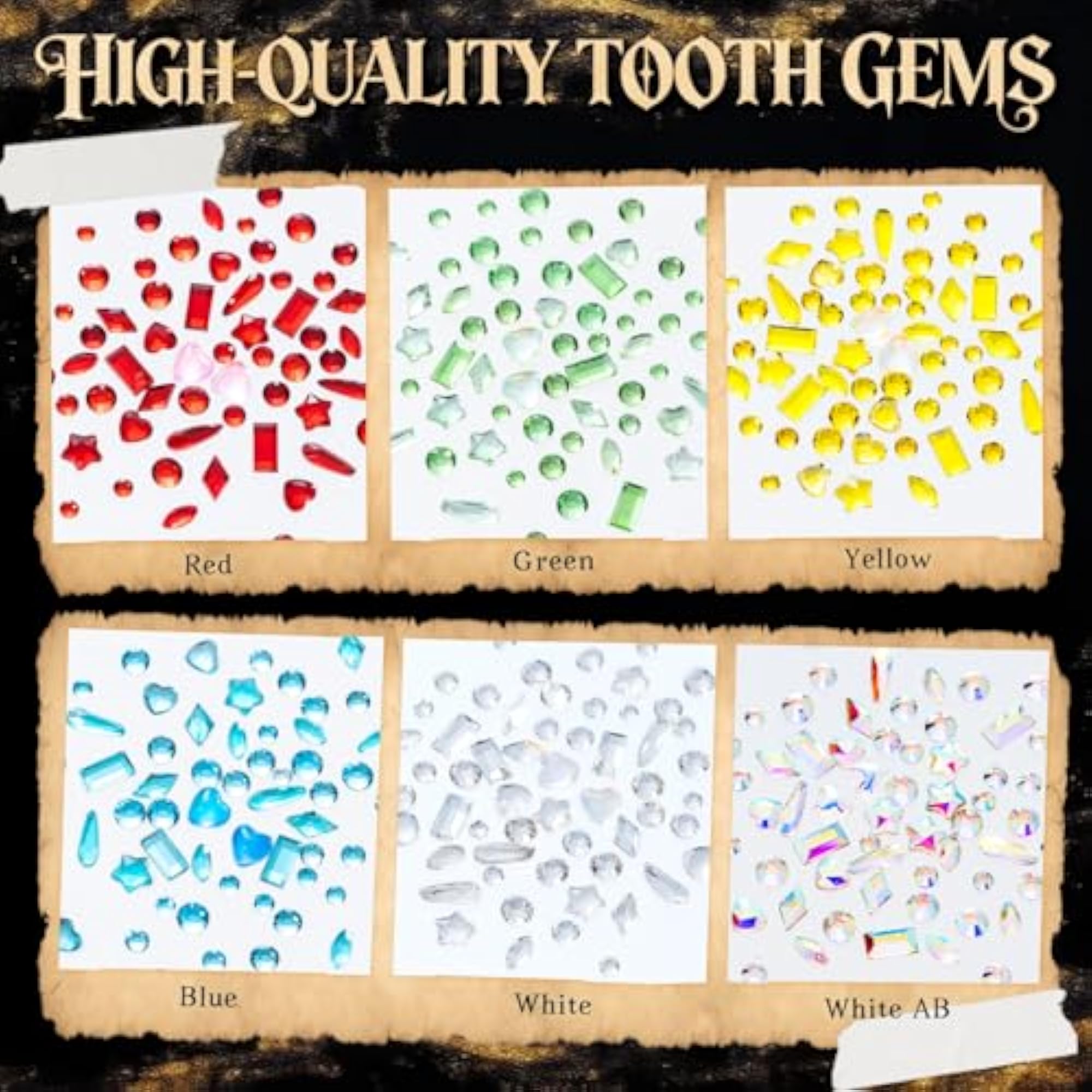 Tooth Gem Kit with Crystal Tooth Gems & Non-Piercing Nose Hoops