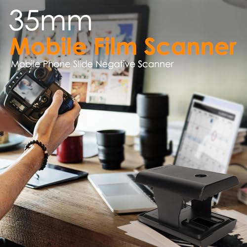 Image of Mobile Film Scanner, 35mm Foldable Slide and Negative Scanner for Old Slides to Smartphone JPG, Built in LED Backlight, Support App Editing and Sharing