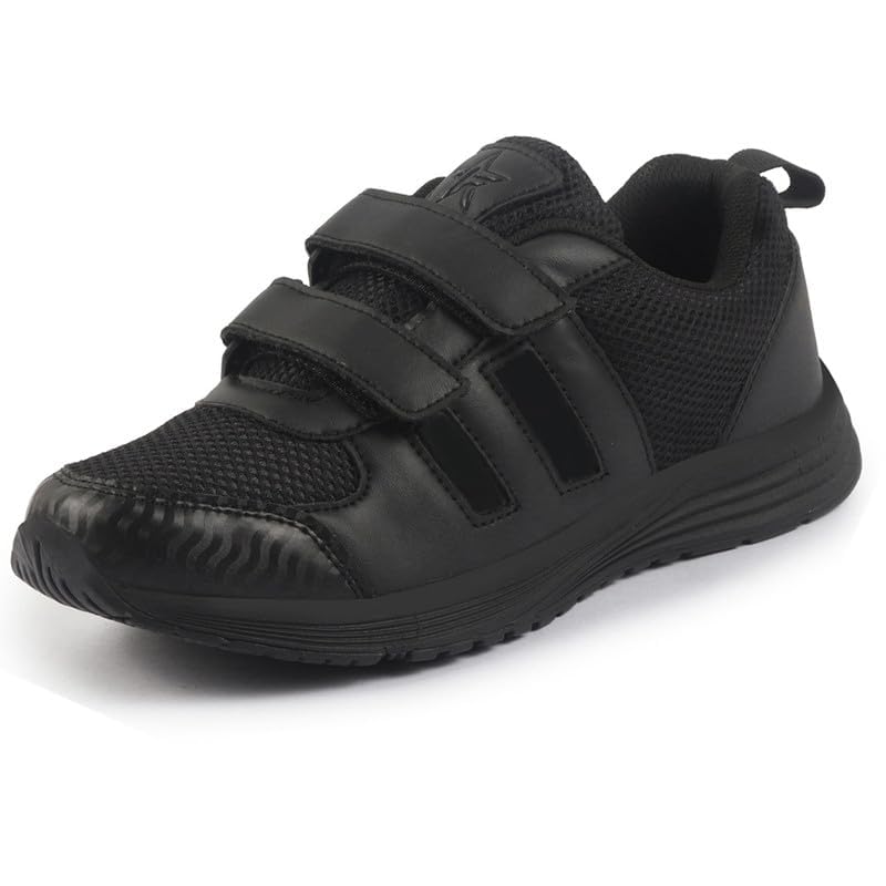 Image of FAUSTO Unisex School Uniform Shoes|Boys & Girls Non Lacing Breathable School Shoes|Hook and Loop Adjustable Fasteners School Shoes for Kids