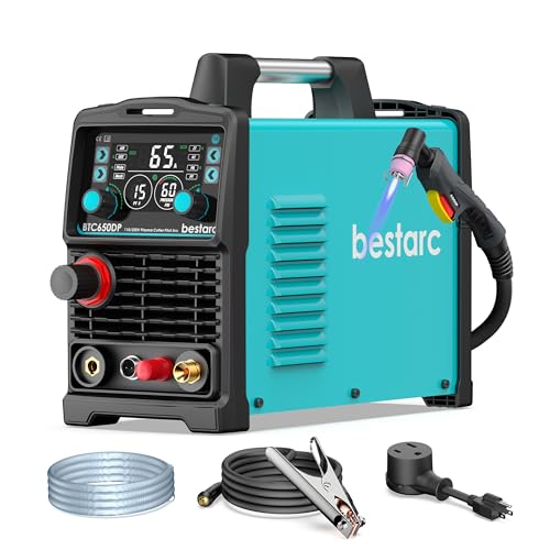 bestarc Plasma Cutter, [Pilot Arc] [Large LED Display] [Air Sensor] 65A bestarc Plasma Cutter Machine 110/220V Dual Voltage, 5/8 Inch Clean Cut 1 Inch Max Cut, Post Flow 2T/4T for Beginners DIY