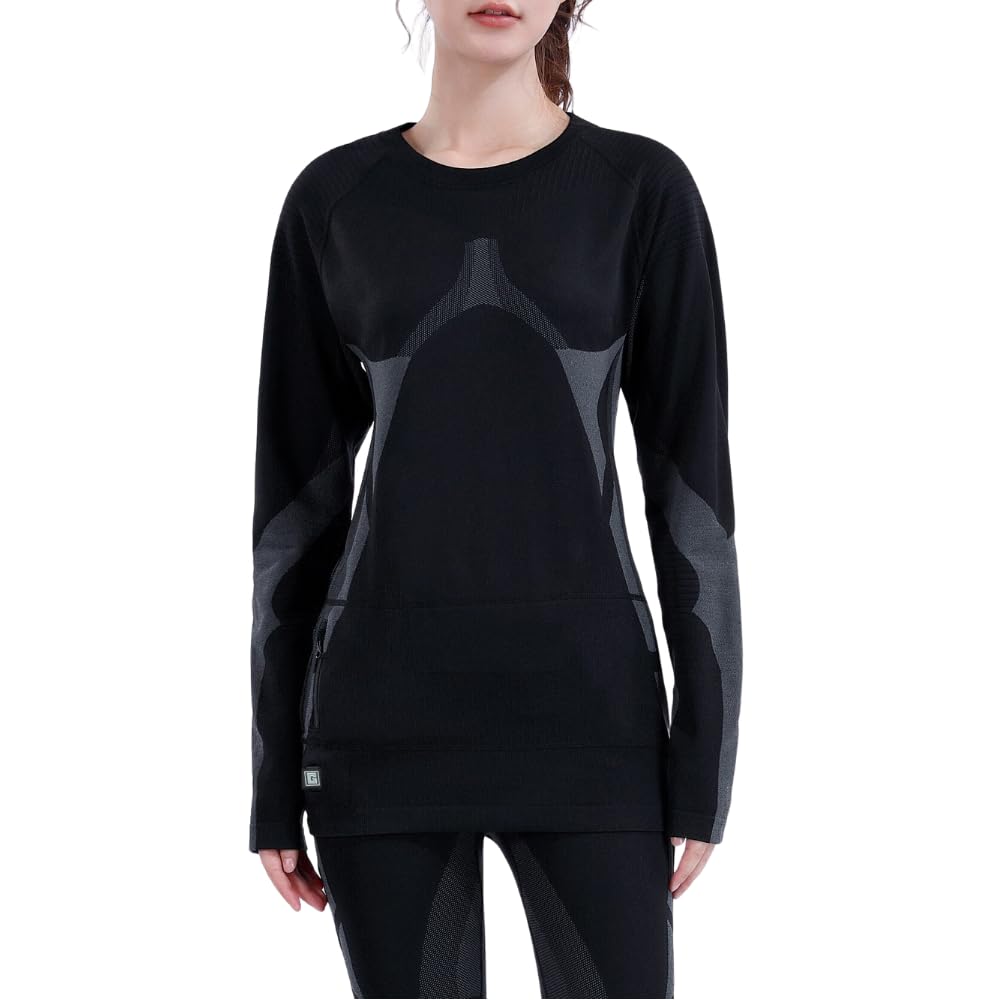 G-HEAT - Maglietta a maniche lunghe riscaldata, unisex, traspirante, elasticizzata. Usi: sport, tempo libero e lavoro all'aperto. Fornito con batteria e cavo di ricarica
