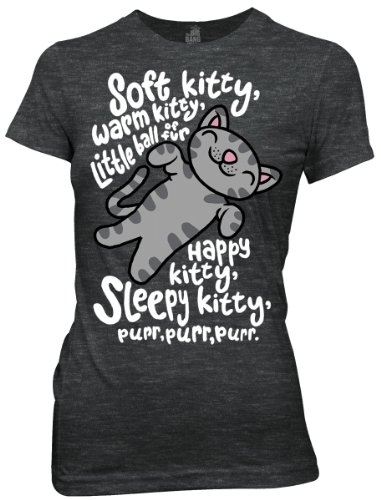 Big Bang Theory Soft Kitty Junior T-Shirt Tee Charcoal Heather (Large)