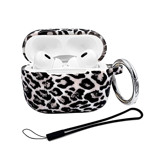 Airpods Pro 2nd Generation fodral 2022, mjukt silikonskal stötabsorberande skyddsfodral med nyckelring och söt hud, kompatibel med AirPods Pro2 för kvinnor flickor (färg: 2-leopard)