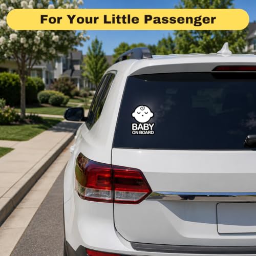 Image of TOTOMO Baby on Board Sticker for Car - Window Decal, Bumper Sign for New Parents, Durable Waterproof Safety Warning Sign for SUV Truck Minivan - Sleeping Boy, 1 Pack