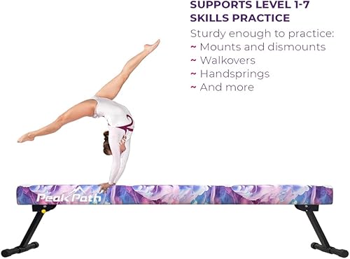 Miniatura 6 de Peakpath Haz de equilibrio de gimnasia ajustable y plegable de 8 pies, equipo de gimnasio en casa, fácil montaje y almacenamiento, no requiere