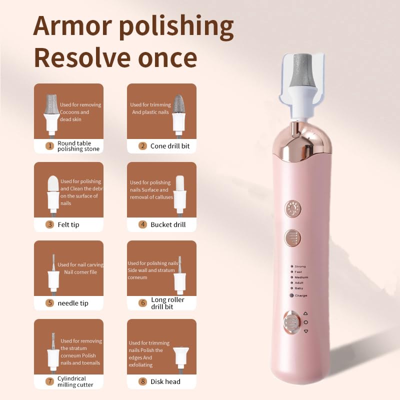 Miniatura 3 de Kit profesional de manicura y pedicura, juego de limas eléctricas inalámbricas, herramientas recargables para pedicura de uñas para pies, 5