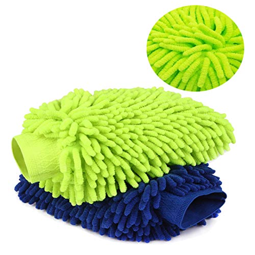 DOLYUU Lot de 2 Gants de Lavage imperméables en Microfibre pour Voiture