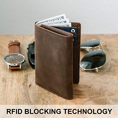 Image of Top Grain Leather Trifold Wallet for Men | Ultra Strong Stitching | Handcrafted Argentinian Leather | RFID Blocking | Extra Capacity Trifold Wallet |Thin and Sophisticated Tri-Fold Design