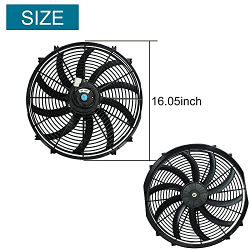 16" Inch Universal Slim Fan Push Pull Electric Radiator Cooling 12V Mount Kit #TOP2