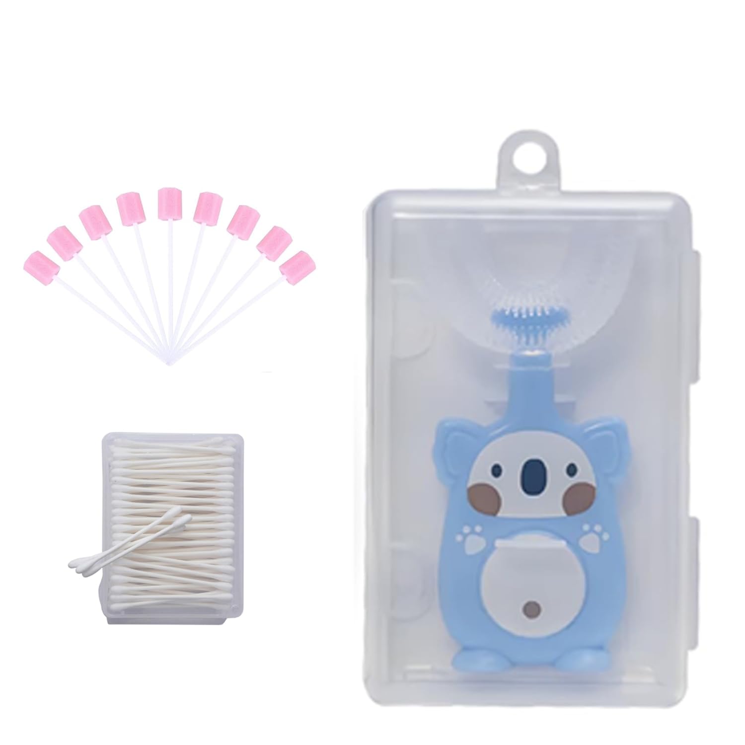Safe-O-Kid Baby Oral Care Combo | 1 U-Shaped Baby Finger Toothbrush with Storage Case, 1 Sponge Swab & 1 Mouth Cleaning Buds | BPA Free Infant Gum Cleaner & Newborn Oral Hygiene Kit - Assorted-picture-40