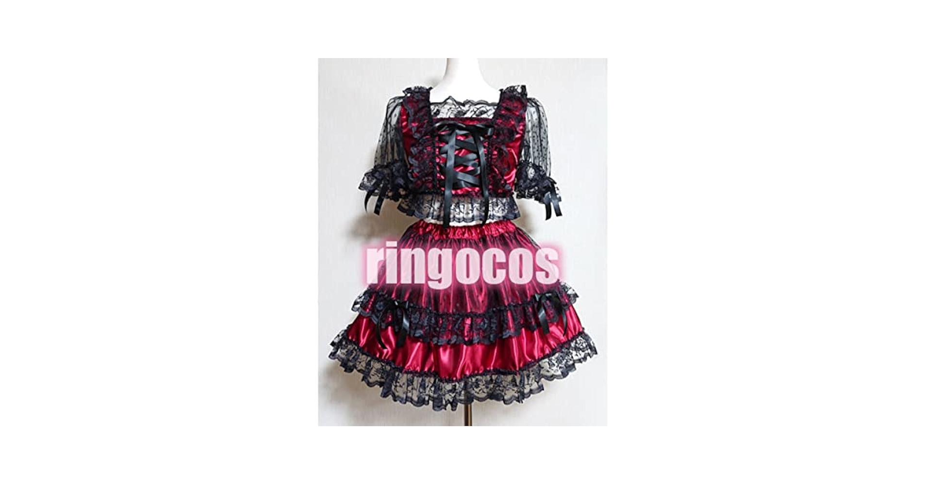 アイドル衣装 ワインレッド×黒 長袖 編み上げリボン オリジナル コスプレ衣装 Amazon.co.jp: アイドル衣装 ワインレッド×黒 編み上げリボン