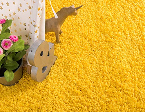 Image of Imra Carpet for Bedroom Handwoven Fluffy Shag Collection with 2 inch Thickness 3 X 5 Feet (90X150 cm) Color Yellow