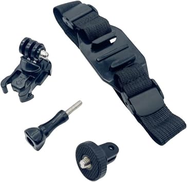 Universal Helmet Mount Strap for Action Camera Adjustable Length Fits Vented Helmet Cycling Ski Skydiving Adventure Aluminum Bracket